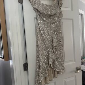 Elegant Silver High Low Dress